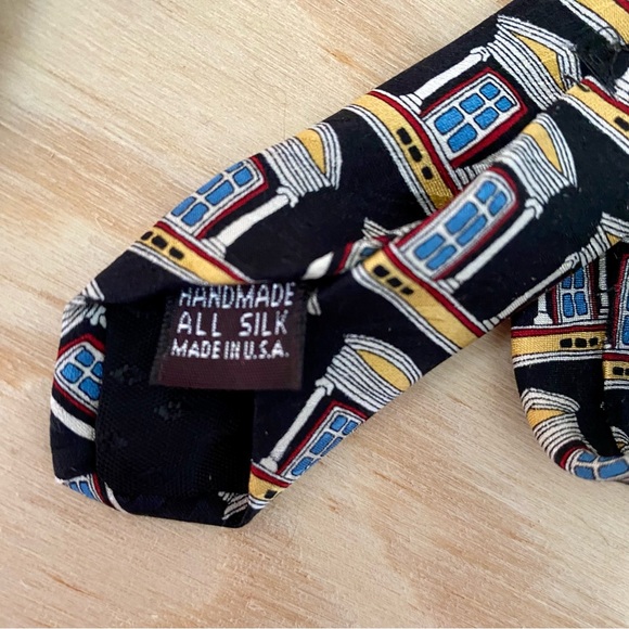 Vtg Archifeti 1999 “Windows Bldg Museum” Classic Handmade Silk Tie - Picture 7 of 7